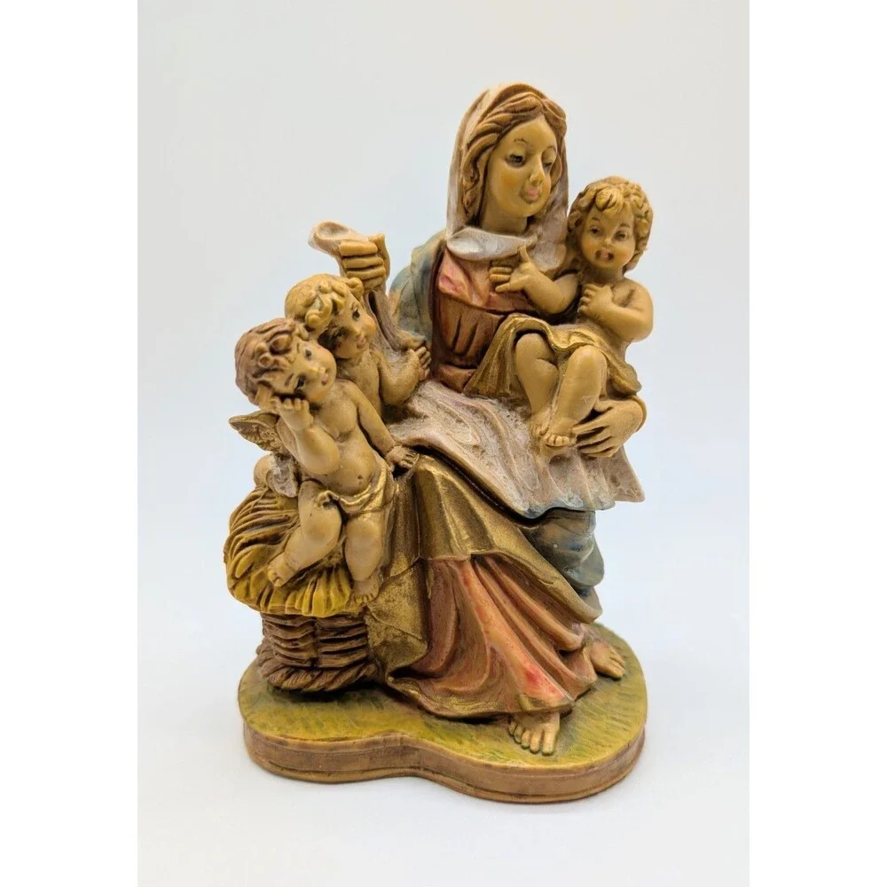 Italy Fontanini ? Figure Mother Child Cherubs Mary Figurine 5.5